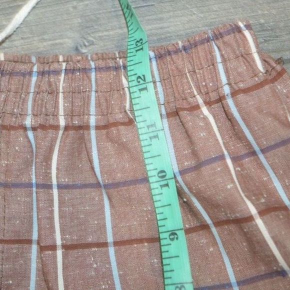 Vintage MCM 50s Square Cut Plaid Lined Drawstring Swim Bathing Suit - Picture 3 of 5